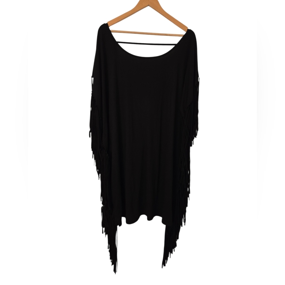 SHEIN Black Curve 2XL Fringed Swim Cover